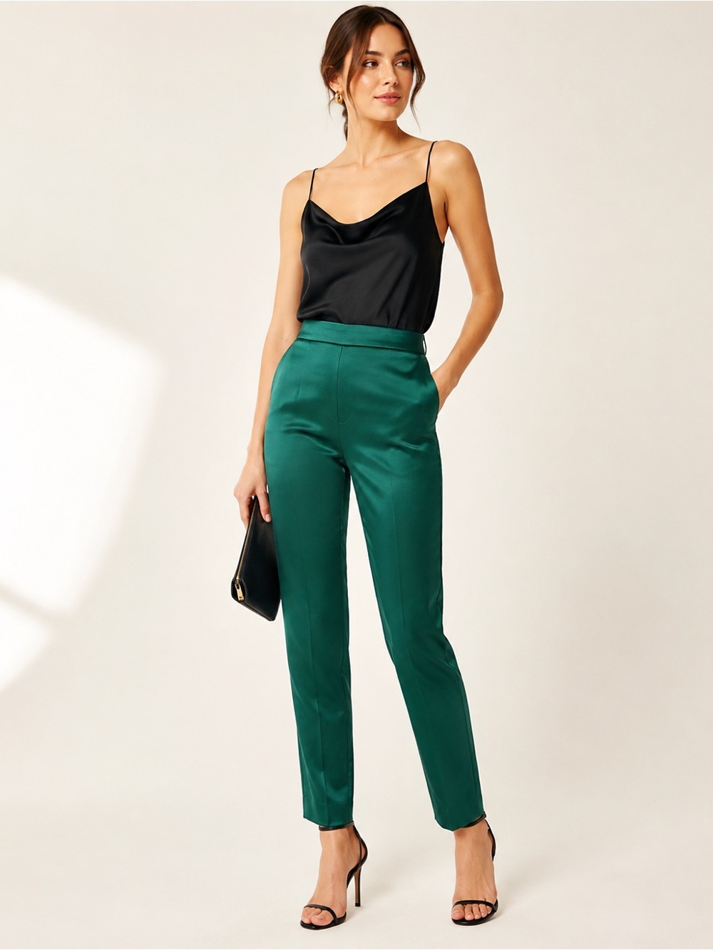 J.Crew NWT High-Rise Cigarette Pants Jade Satin Size 4 AE597